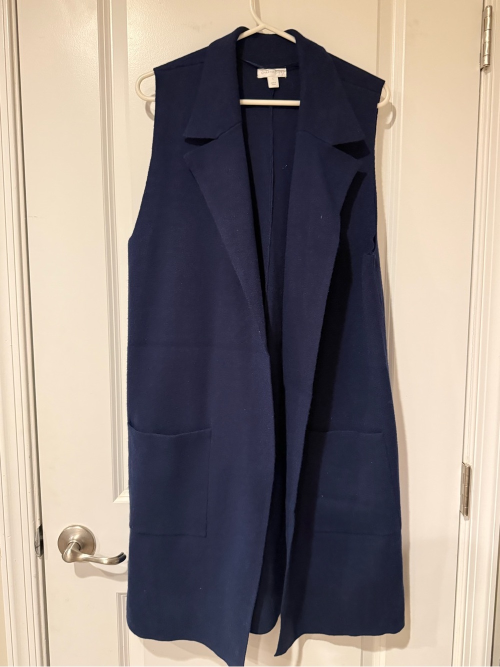 Charter Club Navy Sleeveless Longline Open Vest